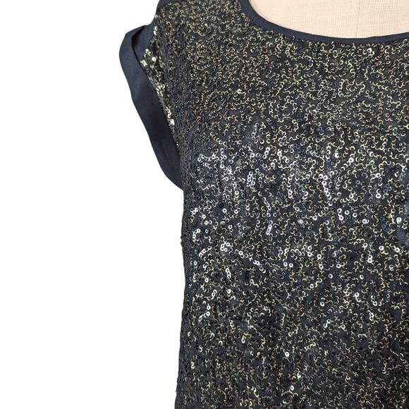 Y2K 90's Vintage EXPRESS Sequins Sparkly Short Sleeve Blouse Top XS - Picture 2 of 2